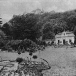 Pohled na zámek Jezeří z arboreta, začátek 20. stol, foto: archiv